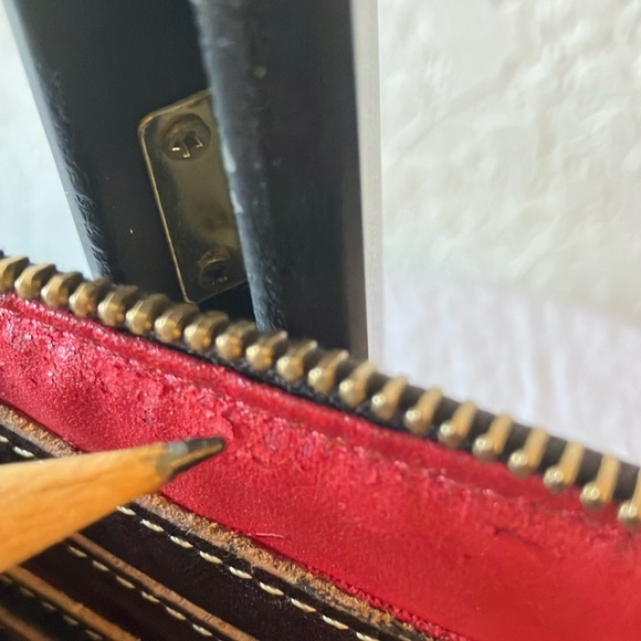 Dooney & Bourke: Vintage Animal Print Leather Wristlet- Gold Tone- flaws - Picture 10 of 15